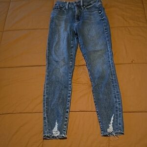 Good American Blue Distressed Skinny Jeans